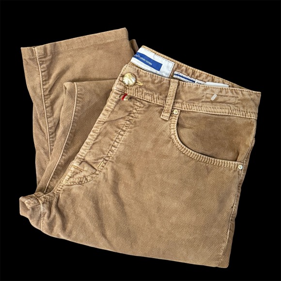 Jacob Cohen Tan Corduroy Pants Button Fly 33x30 Luxury Italian 5-Pocket - Picture 5 of 7